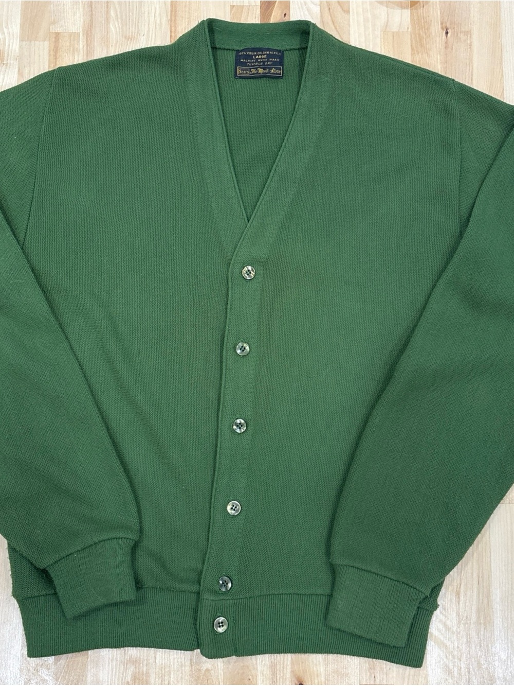 Sears Green V-Neck Men's Knit Sweater